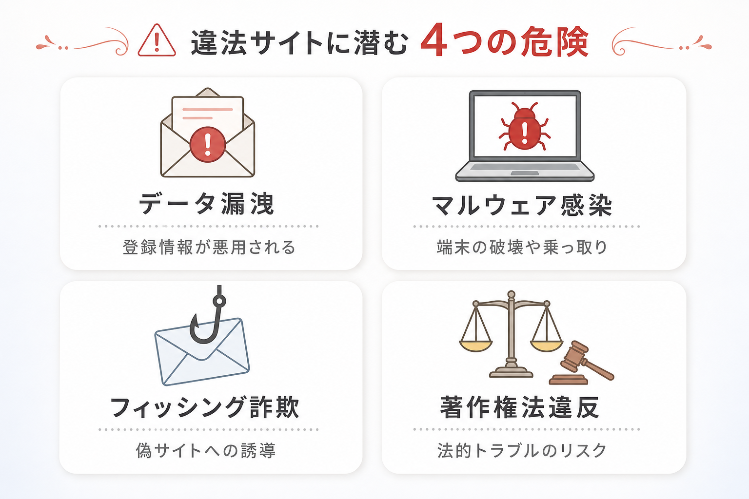 団長を助けたかっただけなのに激重執着レ〇プされています の違法サイトリスク図解